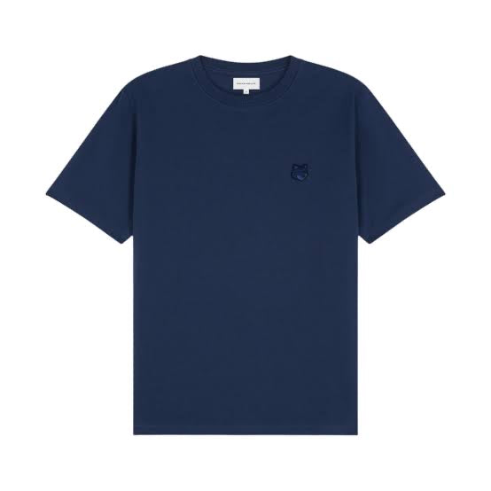 MAISON KITSUNE FOX HEAD SHIRT BOXY FIT NAVY BLUE