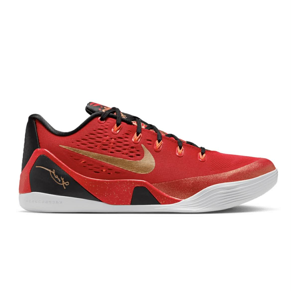 Nike Kobe 9 Low Em Protro 'University Red And Mettalic Gold'