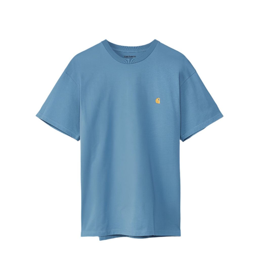 CARHARTT WIP CHASE T-SHIRT ICY WATER/GOLD BLUE