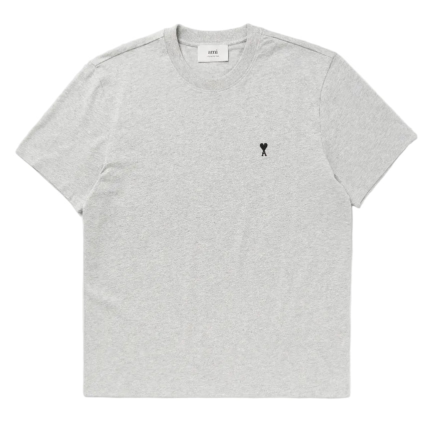 AMI PARIS CONTRASTED AMI DE COEUR TEE LIGHT GREY/BLACK HEART