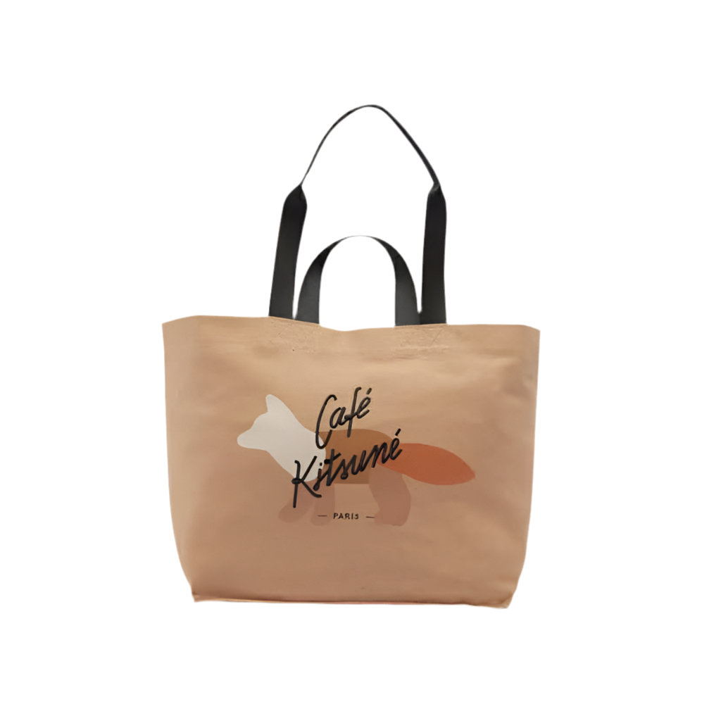 MAISON KITSUNE CANVAS TOTE BAG BROWN