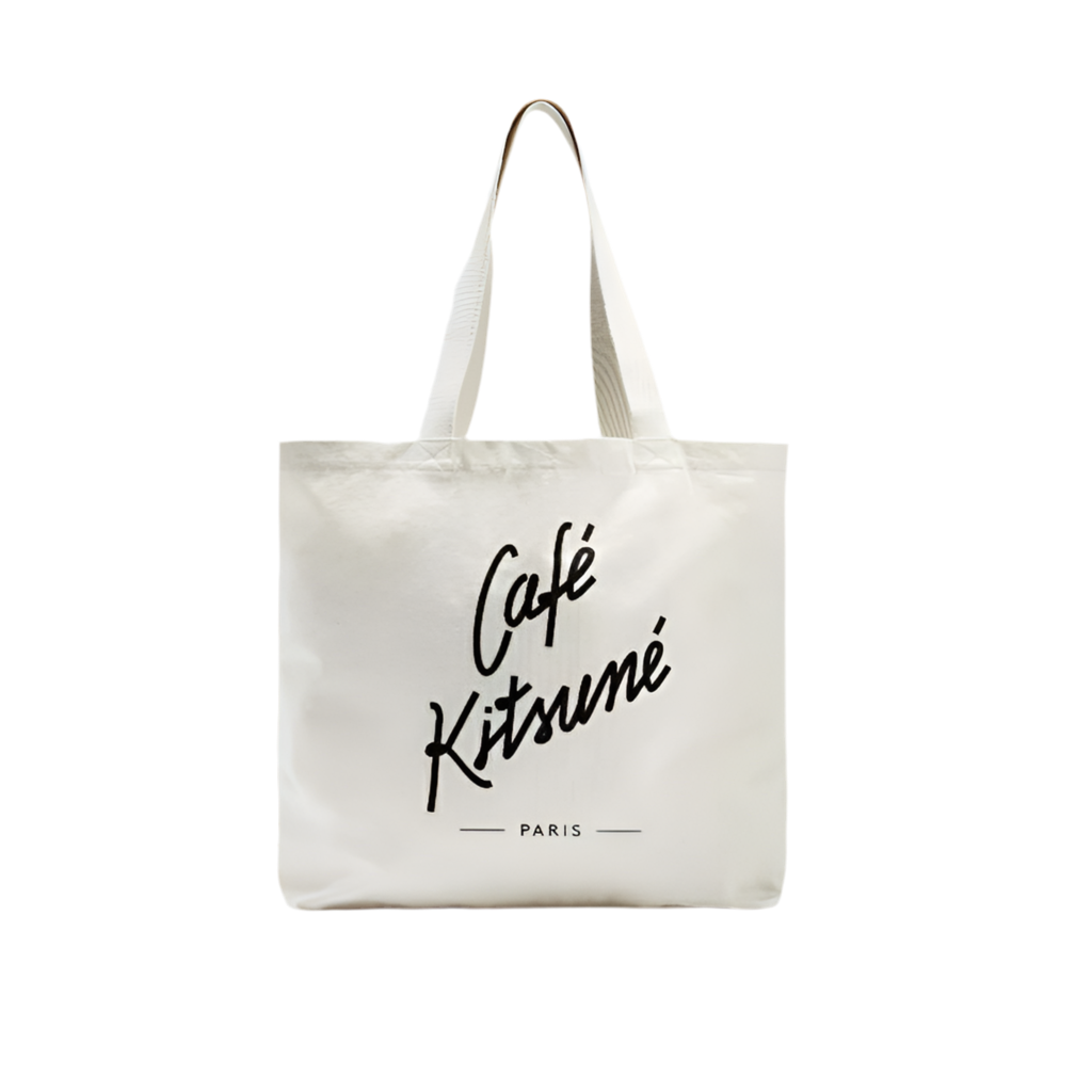 MAISON KITSUNE CANVAS TOTE BAG BEIGE