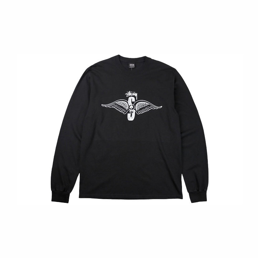 STUSSY SWEAT SHIRT SKULL WINGS BLACK