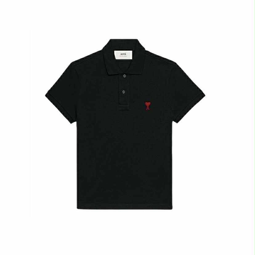 AMI DE COEUR POLO SHIRT BLACK RED HEART